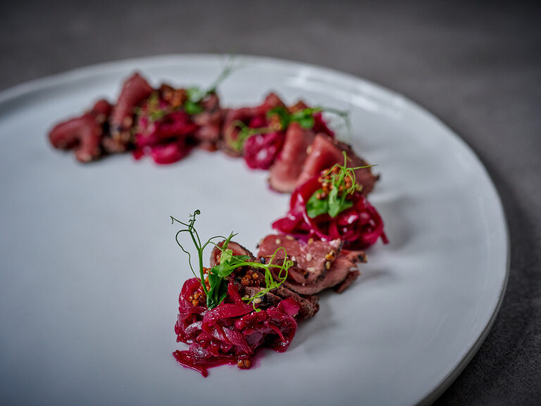 Detailaufnahme ein leckeren Gourmetspeise aus der Küche des Gasthaus am Ödenturm