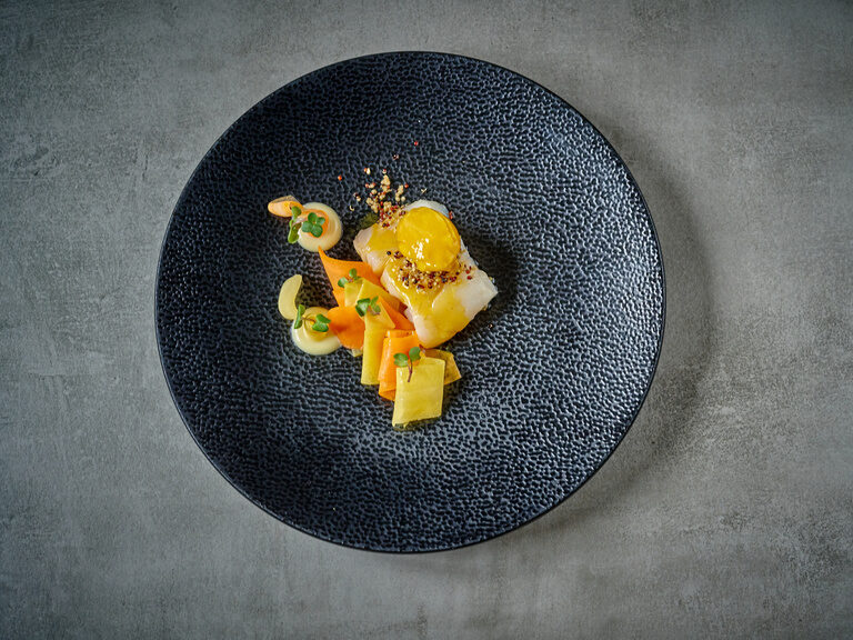 Detailaufnahme eines Gourmetgerichts aus der Küche des Gasthaus am Ödenturm in Cham.